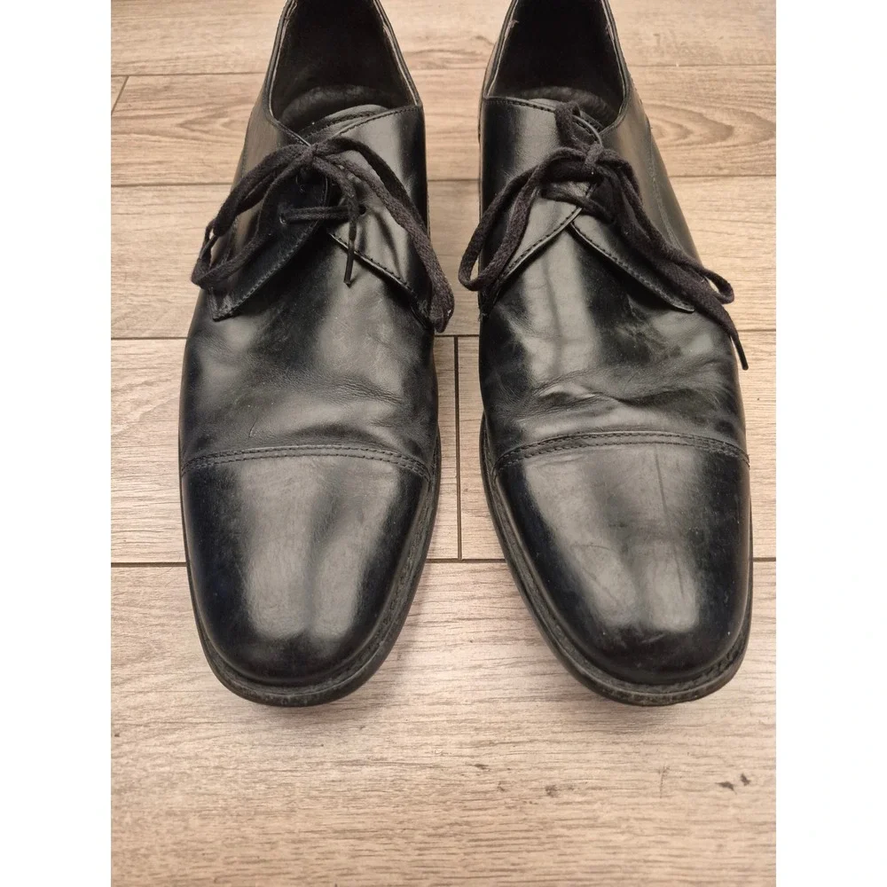 John Varvatos‎ USA Mens Black Leather Cap Toe Derby Dress Shoes Lace Up 11.5 M